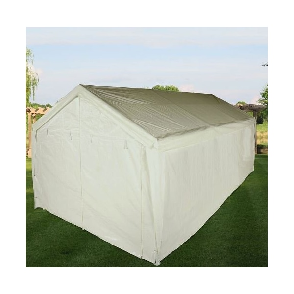 Impact Canopy Garage Heavy Duty Carport 10 In 8 FT x 20 In, 8 Legs, Steel Pipes, White Cover 070018010 - main